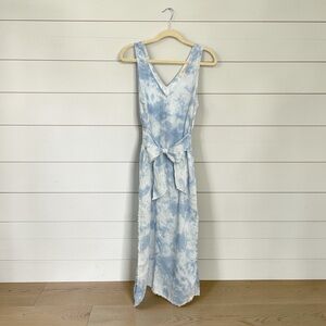Cloth & Stone Blue Tie-Dye Linen Midi Dress | Anthropologie | Size S